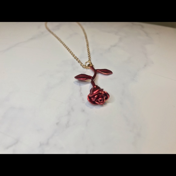 ROSE NECKLACE (RED&GOLD) - Picture 1 of 7